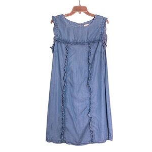 Philosophy Chambray Sleeveless Ruffle Denim Shift Dress (Size M)